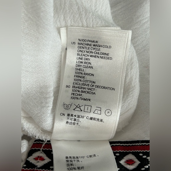 H&M Coachella Official Collection Boho Tank White Tassel Fringe  Size 8 - Picture 9 of 10